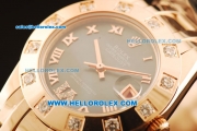 Rolex Datejust Swiss ETA 2836 Automatic Movement Full Rose Gold with Grey Dial and Diamond Bezel
