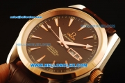 Omega Seamaster Co-Axial 150 M Automatic Rose Gold Case with Brown Dial and Brown Leather Strap