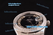 Rolex Day Date Swiss ETA 2836 Automatic Steel Case with Diamond Markers and Black Dial