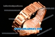 Cartier Rotonde De Miyota Quartz Rose Gold Case/Bracelet with Black Dial and Diamonds Bezel