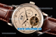 A.Lange&Sohne Tourbilon Pour Le Merite Asia Automatic Steel Case with White Dial and Brown Leather Strap