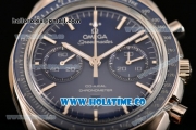 Omega Speedmaster Moonwatch Omega Co-Axial Chronograph Clone Omega 9300 Automatic Steel Case with Blue Dial and Stick Markers (EF)