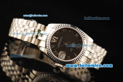Rolex Datejust Automatic Movement Full Steel with ETA Coating Case and Black Dial