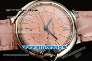 Cartier Ballon Bleu De Medium Swiss ETA 2671 Automatic Steel Case Pink Dial Roman Numeral Markers and Pink Genuine Leather Strap - 1:1 Original