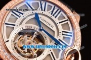 Cartier Ballon Bleu Tourbillon Seagull ST80 Tourbillon Manual Winding Rose Gold Case with Grey Dial and Diamonds Bezel