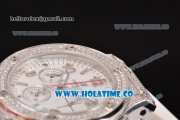 Hublot Big Bang Chrono Miyota OS20 Quartz Diamonds/Steel Case with White Dial and Diamonds Bezel