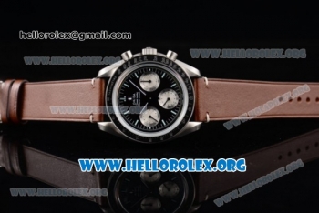 Omega Speedmaster Copy Venus 75 Manual Winding Steel Case with Black Dial Brown Leather Strap and Stick Markers (EF)