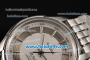 Omega De Ville Hour Vision Co-Axial Annual Calendar Clone 8500 Automatic Full Steel with Stick Markers and White Dial - 1:1 Original