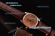 Rolex Cellini Danaos Swiss Quartz Rose Gold Case with Brown Leather Strap Orange Dial Stick Markers