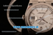 Rolex Datejust Clone Rolex 3135 Automatic Steel Case White Dial With Stick Markers Steel Bracelet- 1:1 Original(AR)