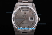 Rolex Day-Date Oyster Perpetual Automatic with Grey Dial,Diamond Marking