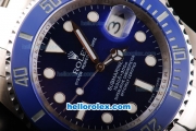 Rolex Submariner Swiss ETA 2836 Automatic Movement SS Case with Blue Dial-Blue Ceramic Bezel and White Markers