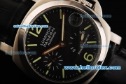Panerai PAM 090 Luminor Power Reserve Automatic Movement Black Dial with Green Markers and Black Leather Strap