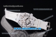 Audemars Piguet Royal Oak Offshore Diver Clone AP Calibre 3120 Automatic Ceramic Case with White Dial Black Second Hand and White Rubber Strap (EF)