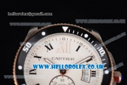 Cartier Calibre de Cartier Diver Asia ST16 Automatic Steel Case with White Dial Roman Markers and Black Rubber Strap