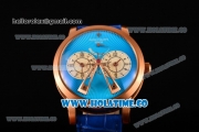 Patek Philippe Grand Complications Asia Automatic Rose Gold Case with Blue Dial and Blue Leather Strap