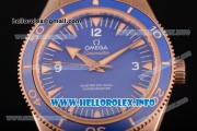 Omega Seamaster 300 Master Co-Axial Clone Omega 8500 Automatic Full Rose Gold with Blue Dial and Stick Markers