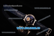 Cartier Rotonde De Swiss Quartz Steel Case with Blue Guilloche Dial and Blue Leather Strap