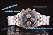 Breitling Chronomat B01 GMT Swiss Valjoux 7750 Automatic Steel Case/Strap with Diamond Bezel and Black Dial