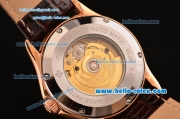 Patek Philippe Calatrava Swiss ETA 2824 Automatic Rose Gold Case with Brown Leather Strap and White Dial Roman Markers