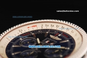 Breitling Bentley Swiss Valjoux 7750 Chronograph Movement Full Steel with Blue Dial and Honeycomb Bezel - Stick Markers