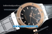 Hublot Classic Fusion Miyota 9015 Automatic Rose Gold Case with Black Dial Stick Markers Rose Gold Bezel and Black Genuine Leather Strap