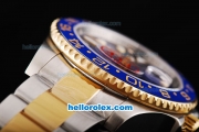 Rolex GMT Master II Automatic Movement with Blue Dial and Blue Ceramic Bezel-Two Tone Strap