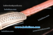 Franck Muller Cintree Curvex Swiss Quartz Steel/Diamonds Case with Pink Leather Strap and Diamonds Dial