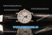 Breguet Classique Miyota 9015 Automatic Steel Case with White Dial Black Leather Strap and Diamonds Bezel