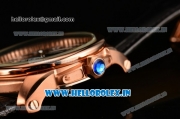 Cartier Calibre De Asia ST16 Automatic Rose Gold Case with Black Leather Strap Roman Numeral Markers and Black Dial