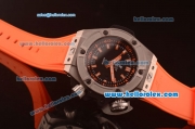 Hublot King Power Swiss ETA 2824 Automatic Steel Case with Black Dial and Orange Rubber Strap