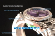 Rolex Datejust 31 Steel 2836 Auto With Steel Bracelet Purple Dial Roman Diamond Bezel