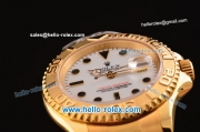Rolex Yacht-Master Swiss ETA Original 2836 Automatic Gold Case with Black Markers White Dial and Yellow Gold Strap