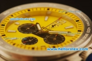 Ferrari Chronogaph Swiss ETA Quartz Full Steel with Yellow Dial and 7750 Coating