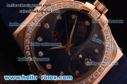 Omega Constellation Swiss ETA Quartz Rose Gold Case with Diamond Bezel and Blue Rubber Strap