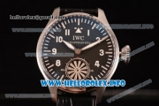 IWC Big Pilot "Markus Buhler" Asia 6497 Manual Winding Steel Case with Black Dial Arabic Number Markers and Black Leather Strap - 1:1 Original (KW)