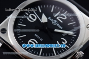 Bell&Ross BR 03-92 Miyota 9015 Automatic Steel Case with Black Dial White Arabic Numeral Markers and Black Rubber Strap