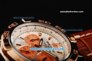 Breitling Chronomat B01 Chronograph Miyota Quartz Movement Steel Case with Rose Gold Bezel and Brown Leather Strap