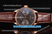IWC Portuguese Power Reserve Clone IWC 52010 Automatic Rose Gold Case with Grey Dial and Brown Leather Strap - Arabic Numeral Markers (ZF)
