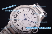 Cartier Ballon bleu de Automatic Full Steel with Diamond Bezel and White Dial-Roman Markers