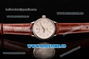 Rolex Cellini Time Asia 2813 Automatic Steel Case with White Dial Brown Leather Strap and Stick Markers