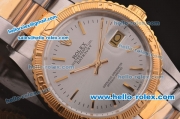 Rolex Datejust Automatic Two Tone Strap with Gold Bezel and Silver Dial