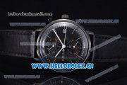 Junghans Max Bill Chronoscope Miyota OS10 Quartz PVD Case Black Dial Black Leather Strap and Stick Markers