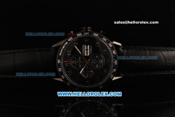 Tag Heuer Carrera Calibre 16 Chronograph Miyota Quartz Movement PVD Case with Black Dial and Black Leather Strap