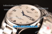 Longines Master Swiss ETA 2824 Automatic Full Steel with White Dial and Diamonds/Roman Numeral Markers