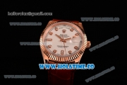 Rolex Day-Date Asia 2813/Swiss ETA 2836/Clone Rolex 3135 Automatic Rose Gold Case with Diamonds Markers and White Dial (BP)