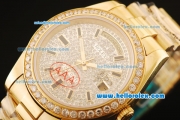 Rolex Day-Date II Automatic Movement Gold Case/Strap with Diamond Dial and Diamond Bezel