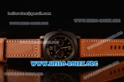 Panerai Luminor 1950 PCYC Chrono Flyback Asia Automatic PVD Case with Black Dial and Brown Leather Strap PAM653B