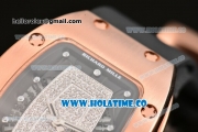 Richard Mille RM007 Miyota 6T51 Automatic Rose Gold Case with Diamonds Dial and Black Rubber Strap