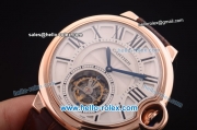 Cartier ballon bleu de Swiss Tourbillon Manual Winding Rose Gold Case with White Dial and Brown Leather Strap